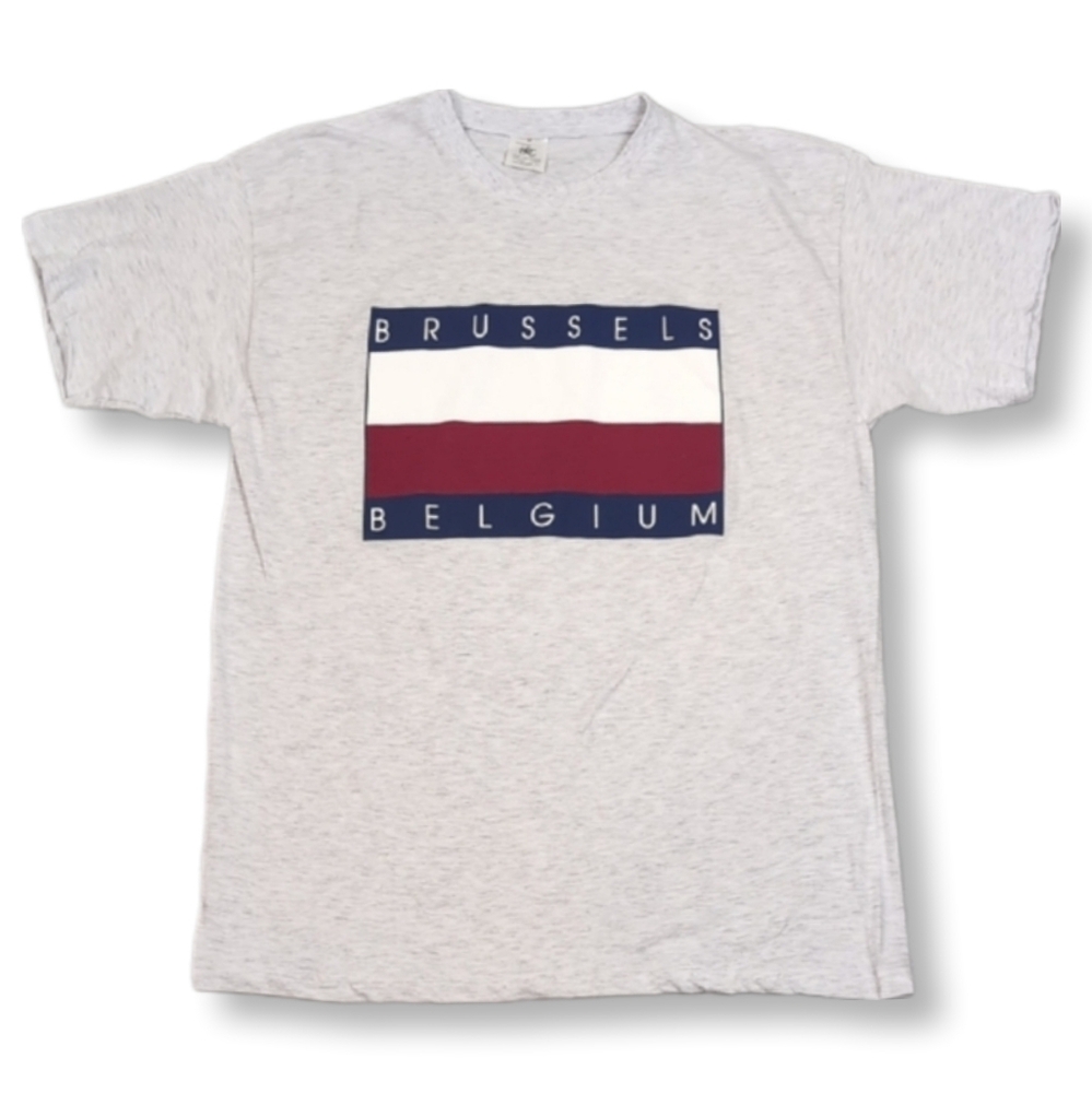 💠B&C Collection Brussels Belgium Top Short Sleeve Flag Graphic Tshirt Travel